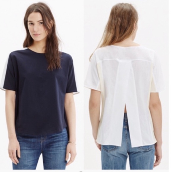 Madewell Cotton Top Tee Blouse Split Back Sz S M - Picture 12 of 12